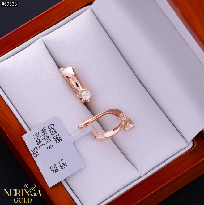 Rose gold english lock earrings #69523