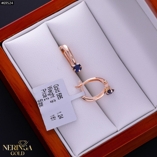 Rose gold english lock earrings #69524