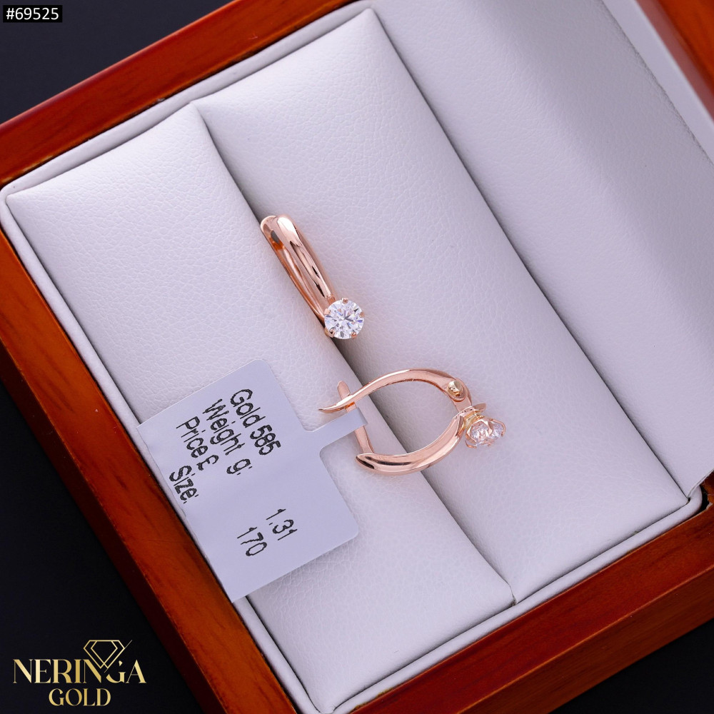 Rose gold english lock earrings #69525