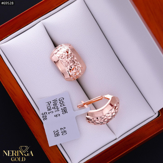 Rose gold english lock earrings #69528