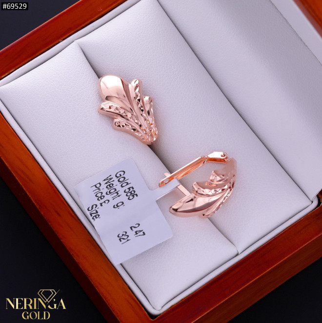 Rose gold english lock earrings #69529