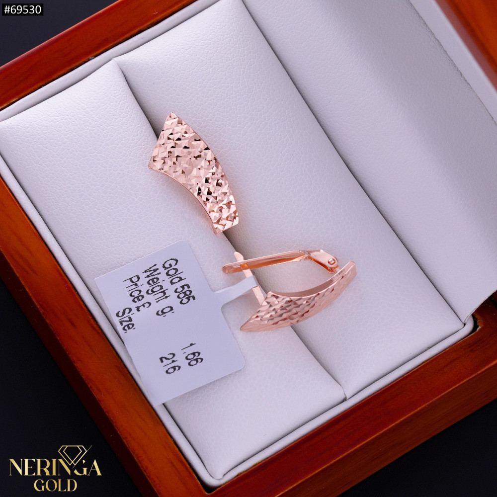 Rose gold english lock earrings #69530