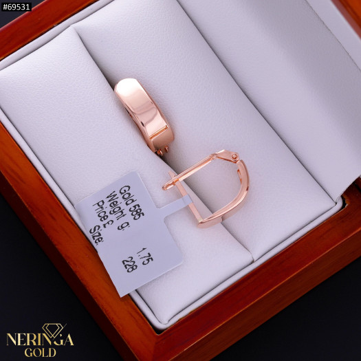 Rose gold english lock earrings #69531