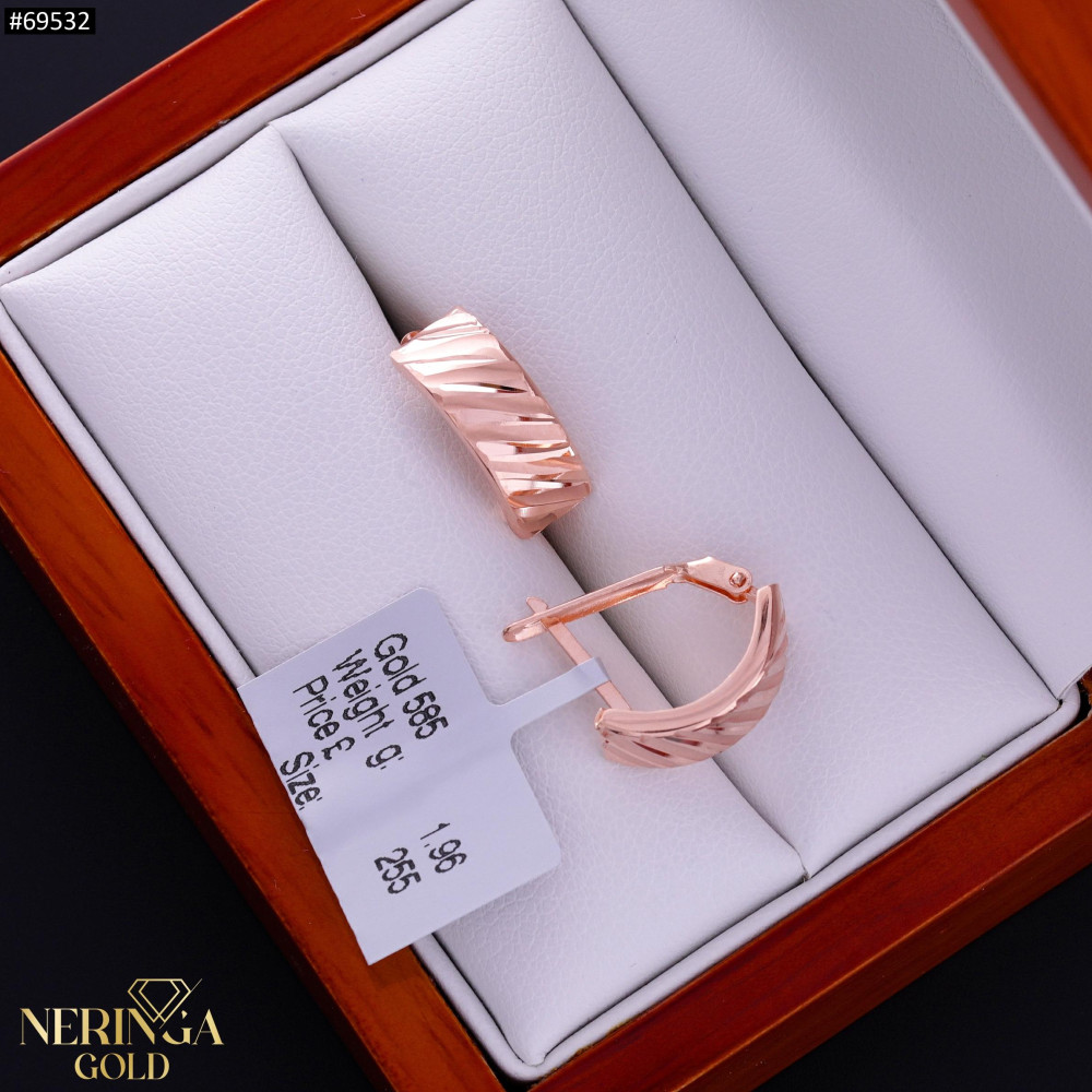 Rose gold english lock earrings #69532