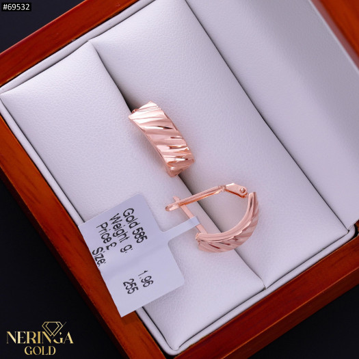 Rose gold english lock earrings #69532