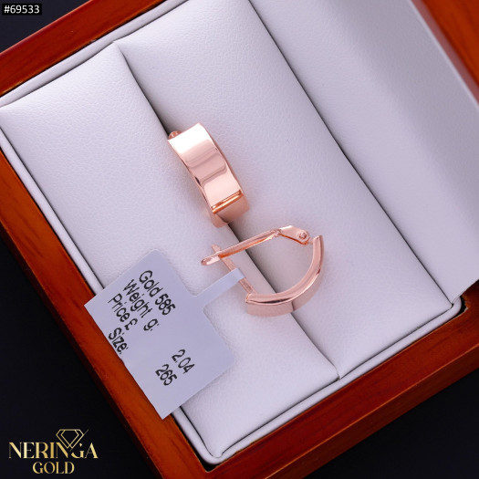 Rose gold english lock earrings #69533