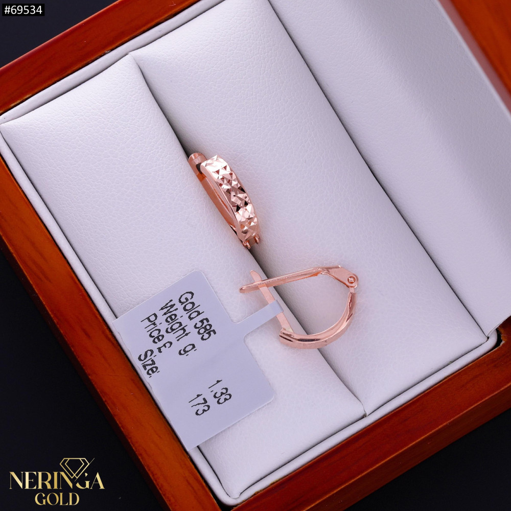 Rose gold english lock earrings #69534