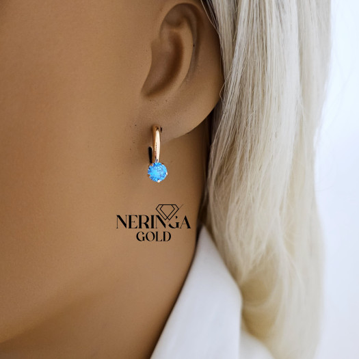 Rose gold english lock earrings #69653