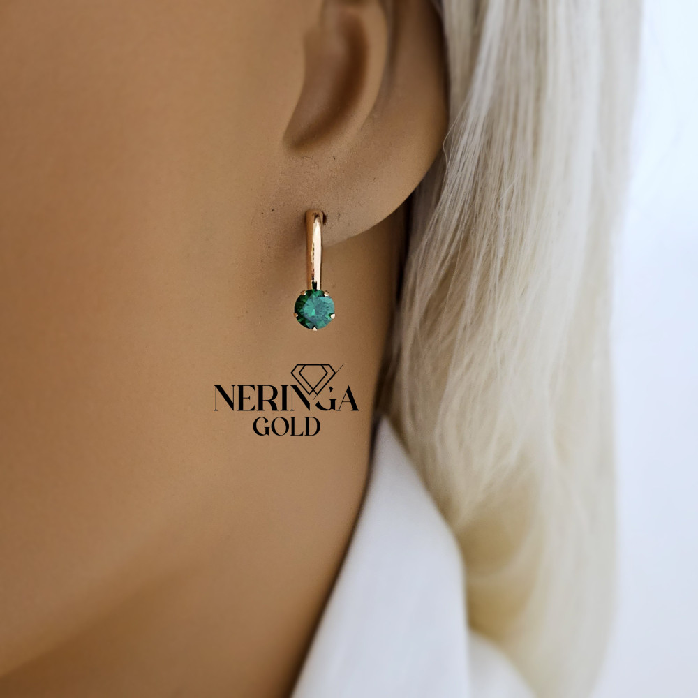 Rose gold english lock earrings #69651