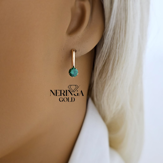 Rose gold english lock earrings #69651