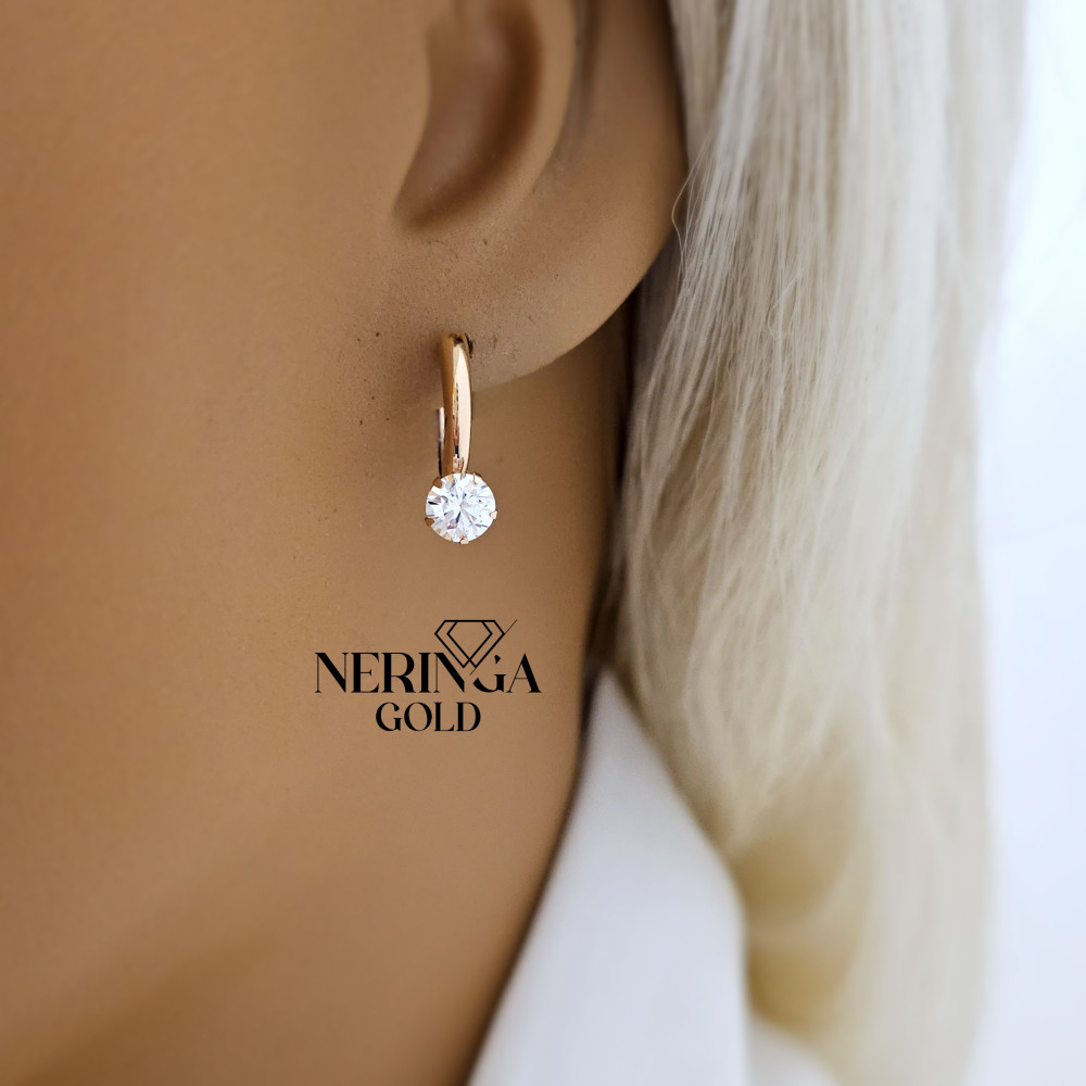 Rose gold english lock earrings #69652