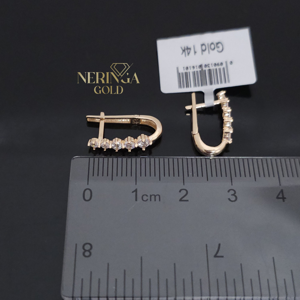 Rose gold english lock earrings #69649