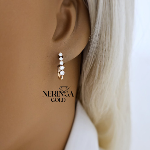 Rose gold english lock earrings #69649