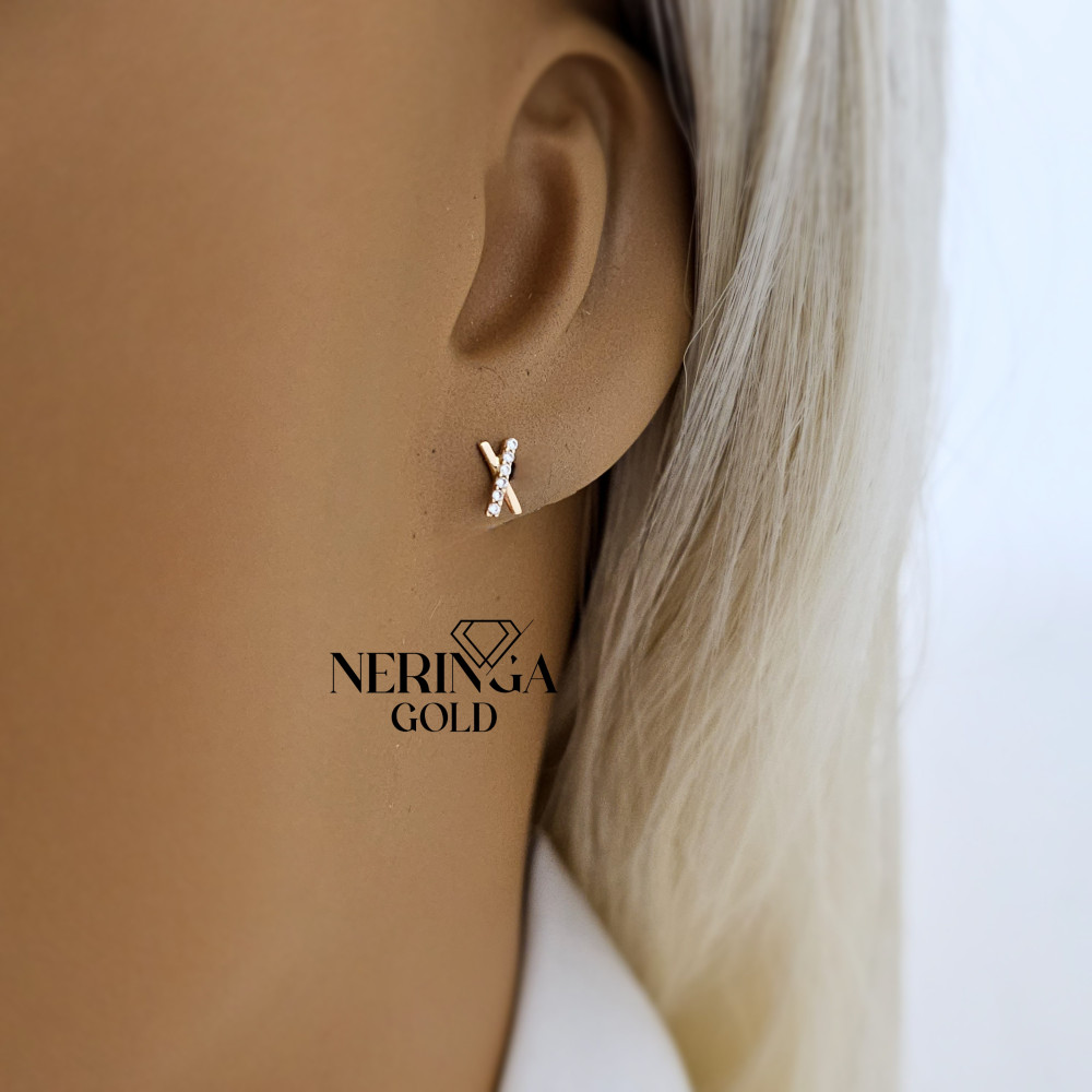 Rose gold stud earrings #69629
