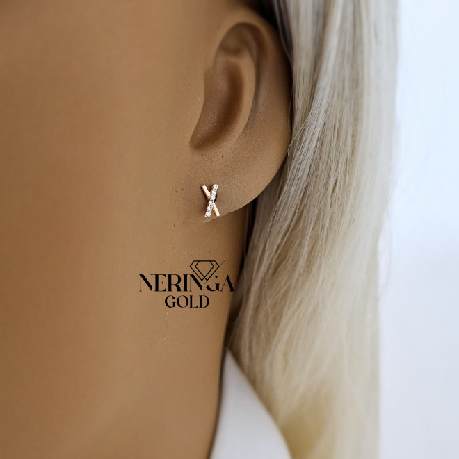 Rose gold stud earrings #69629