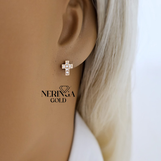 Rose gold stud earrings #69635