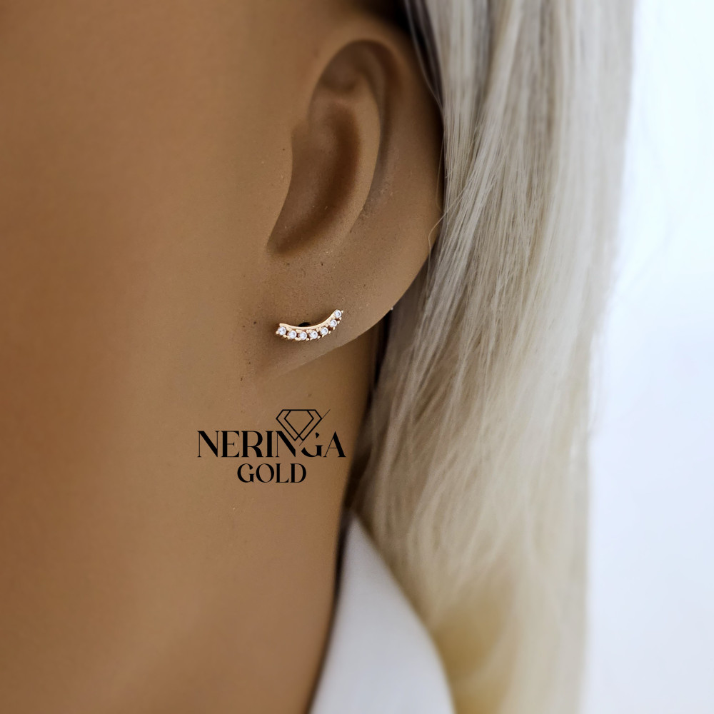 Rose gold stud earrings #69631