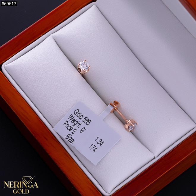 Rose gold stud earrings #69617