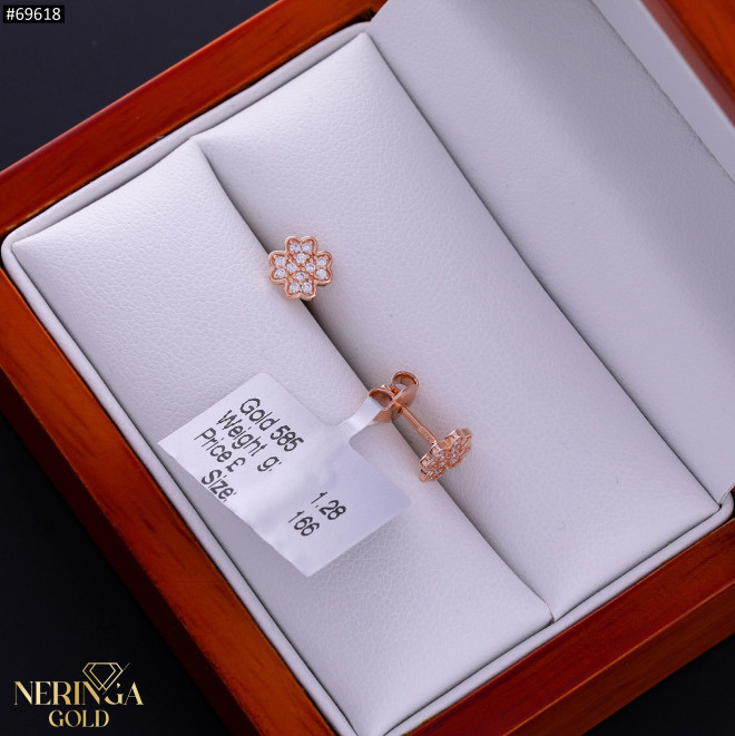 Rose gold stud earrings #69618