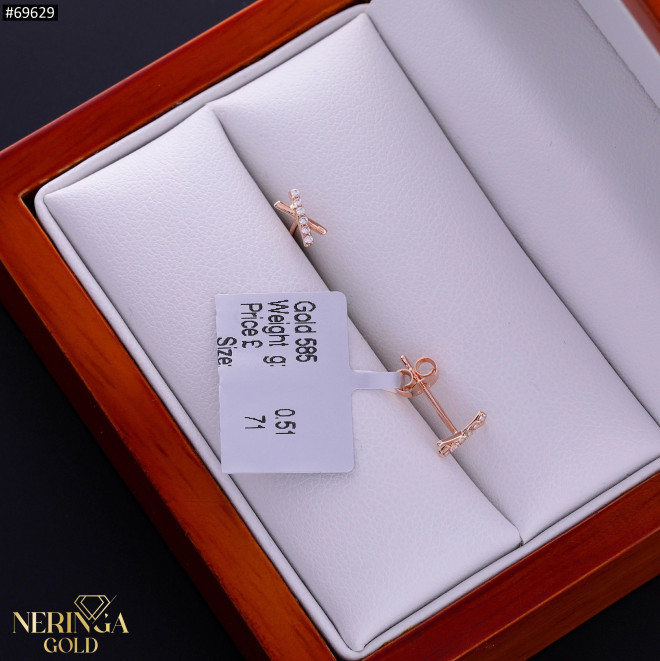 Rose gold stud earrings #69629