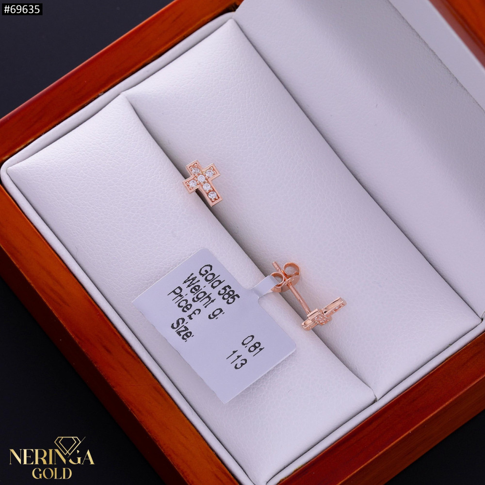 Rose gold stud earrings #69635