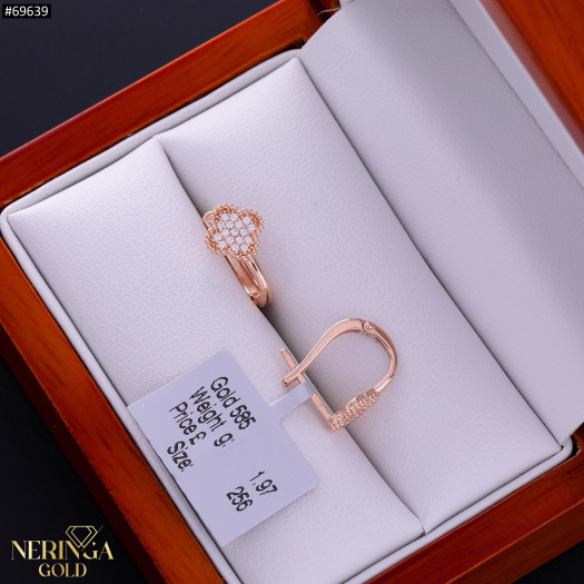 Rose gold english lock earrings #69639