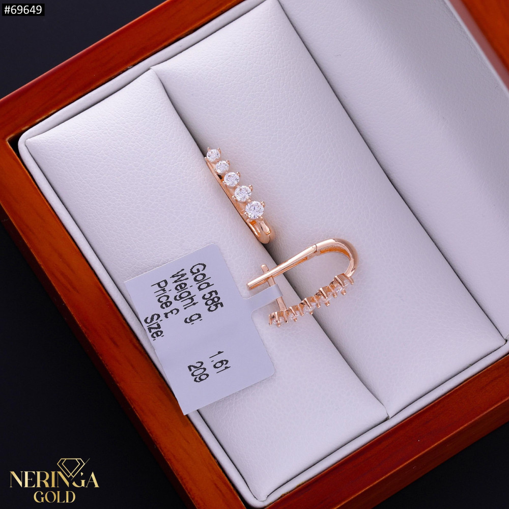 Rose gold english lock earrings #69649