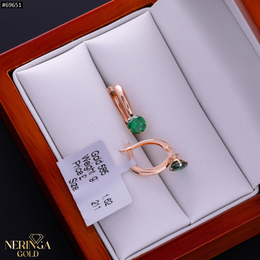 Rose gold english lock earrings #69651