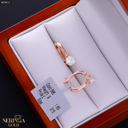Rose gold english lock earrings #69652
