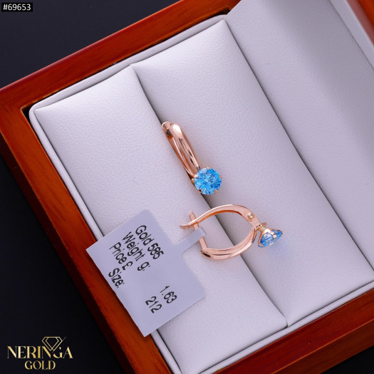 Rose gold english lock earrings #69653
