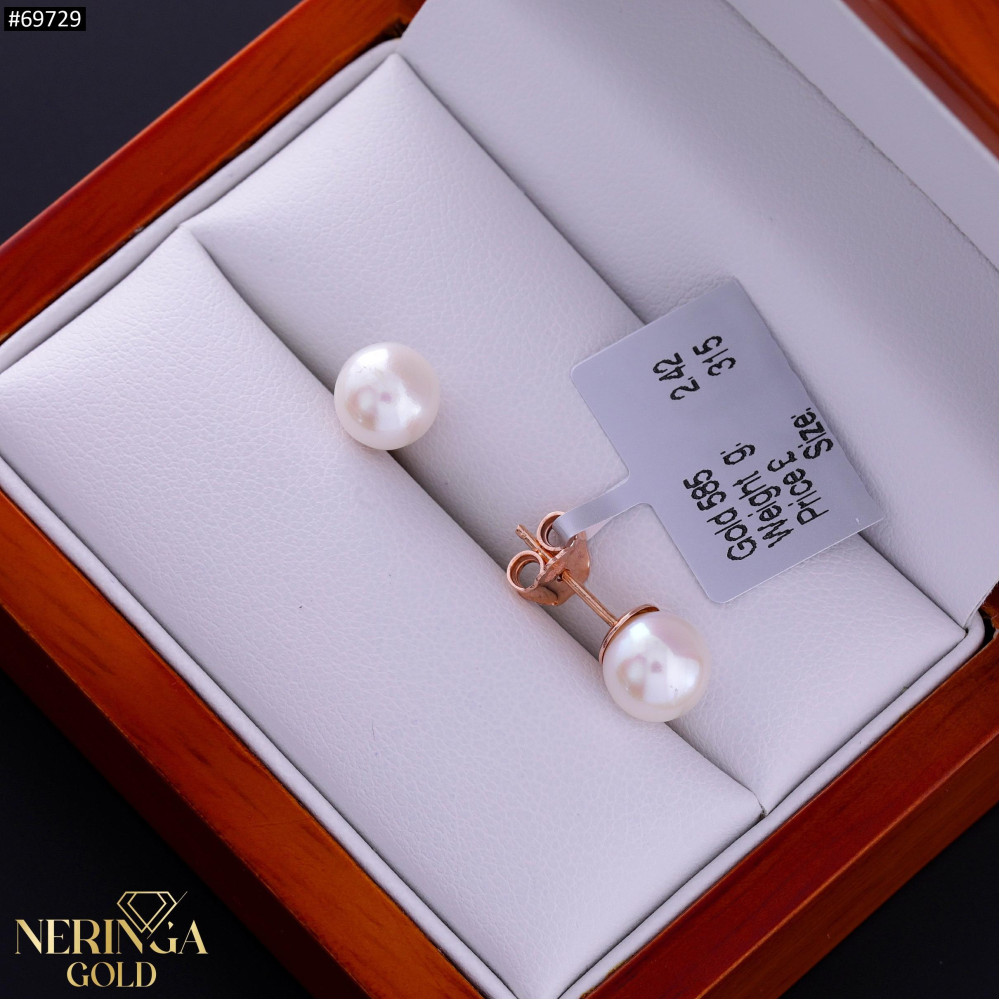 Rose gold stud earrings #69729