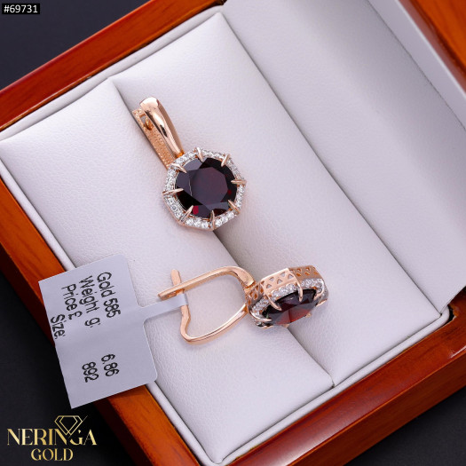 Rose gold english lock earrings #69731
