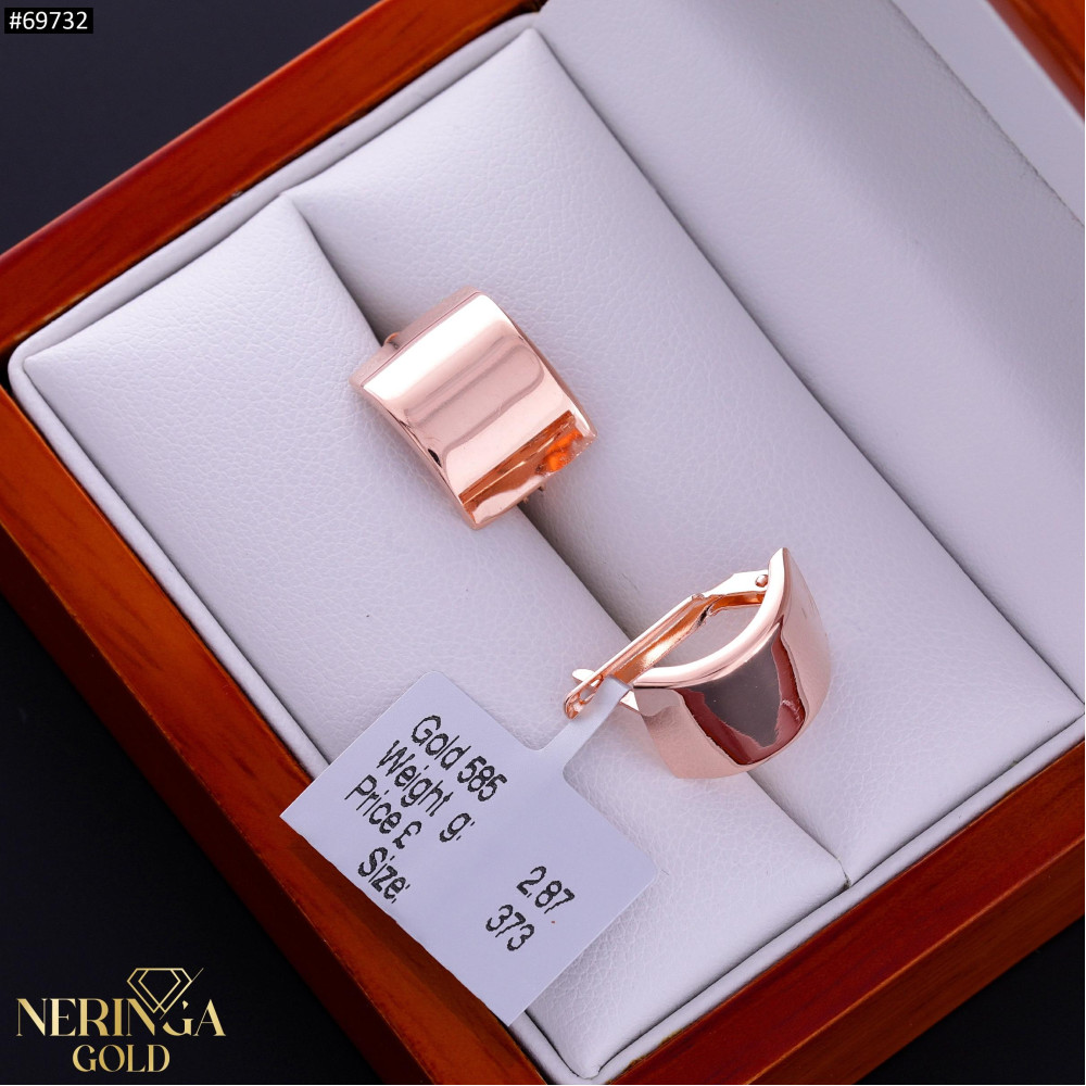 Rose gold english lock earrings #69732