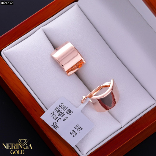 Rose gold english lock earrings #69732