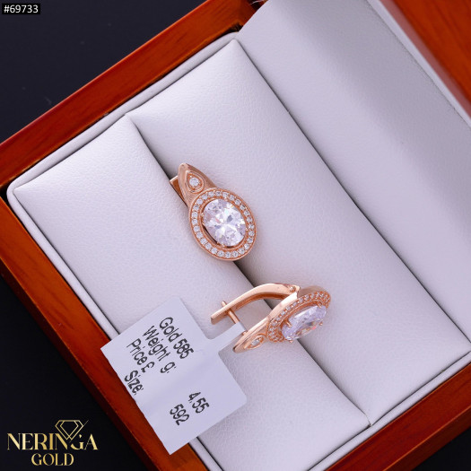 Rose gold english lock earrings #69733