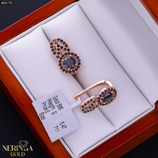 Rose gold english lock earrings #69735