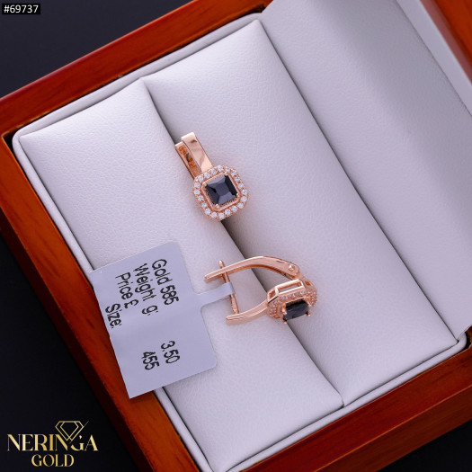 Rose gold english lock earrings #69737