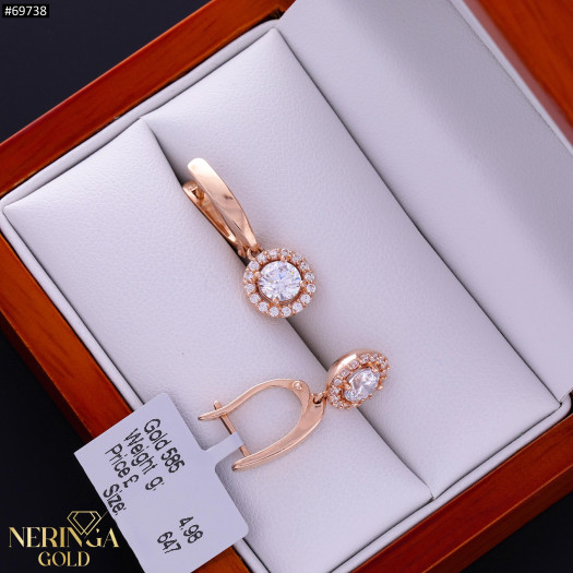 Rose gold english lock earrings #69738