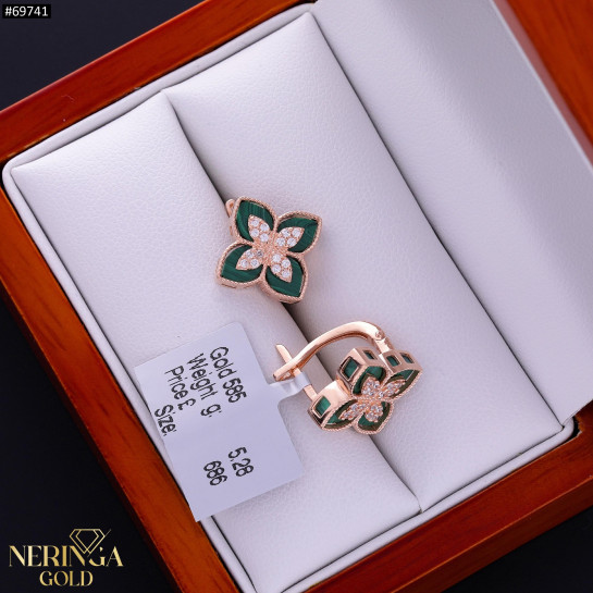 Rose gold english lock earrings #69741