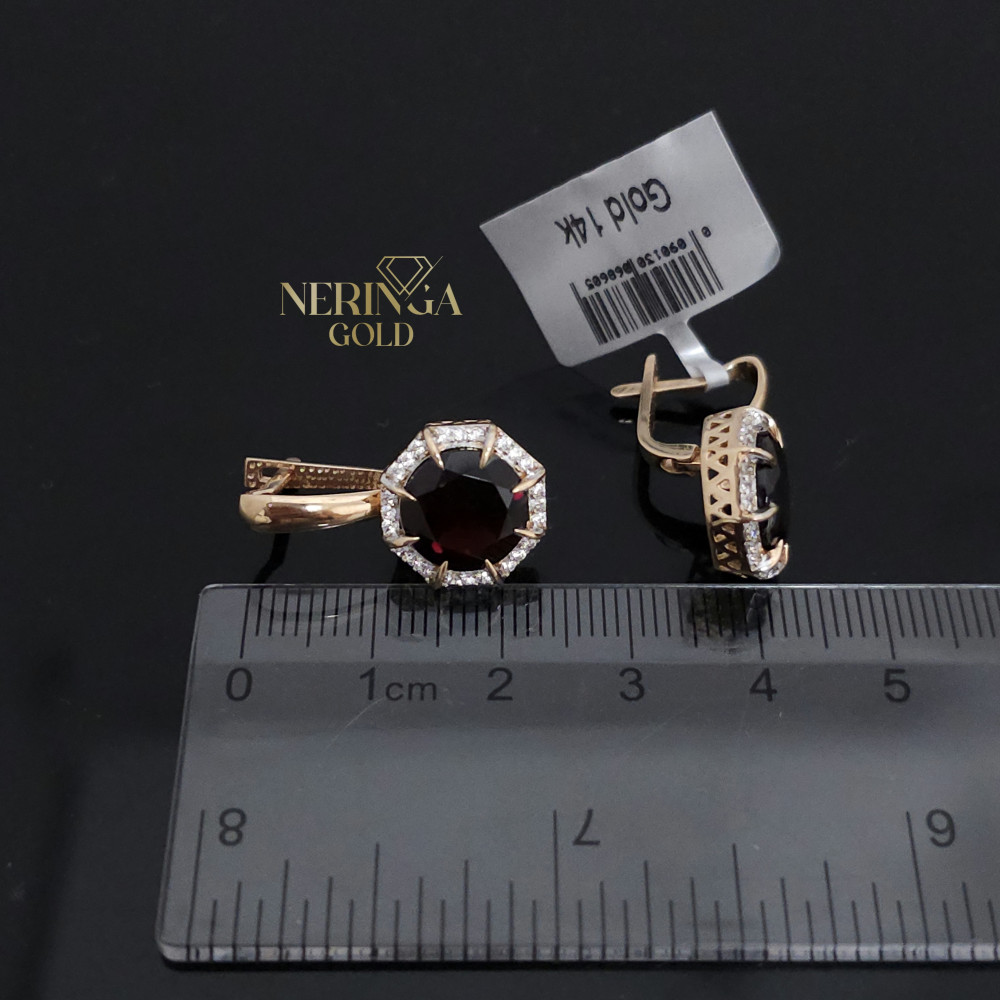 Rose gold english lock earrings #69731