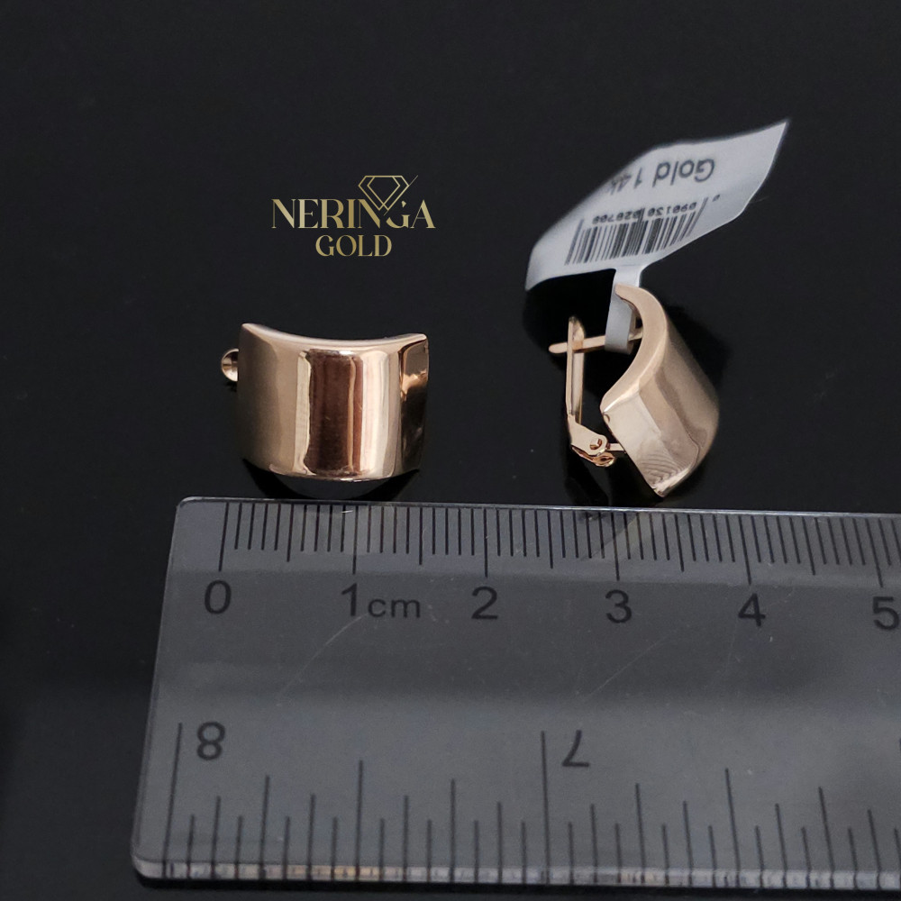 Rose gold english lock earrings #69732