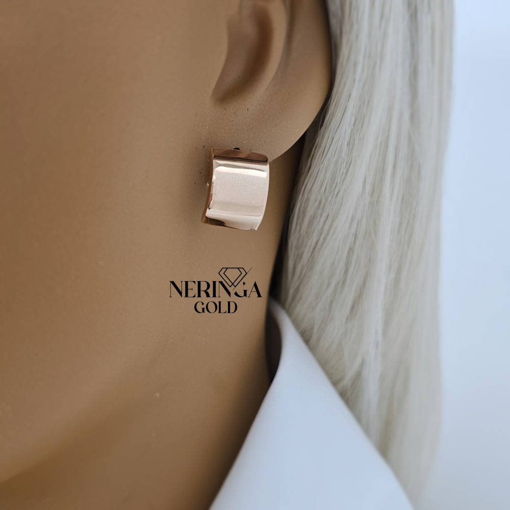 Rose gold english lock earrings #69732