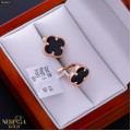 Rose gold english lock earrings #69839