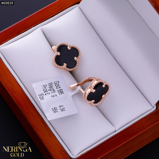 Rose gold english lock earrings #69839