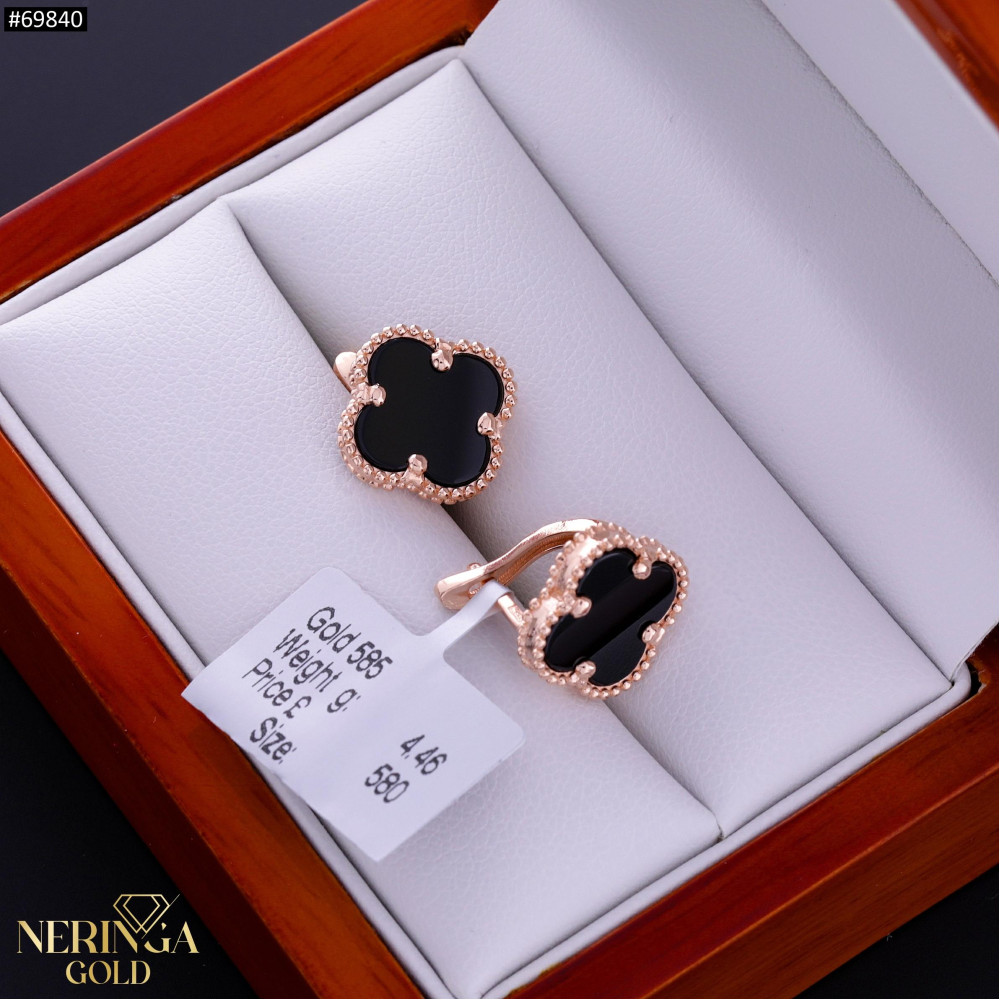 Rose gold english lock earrings #69840