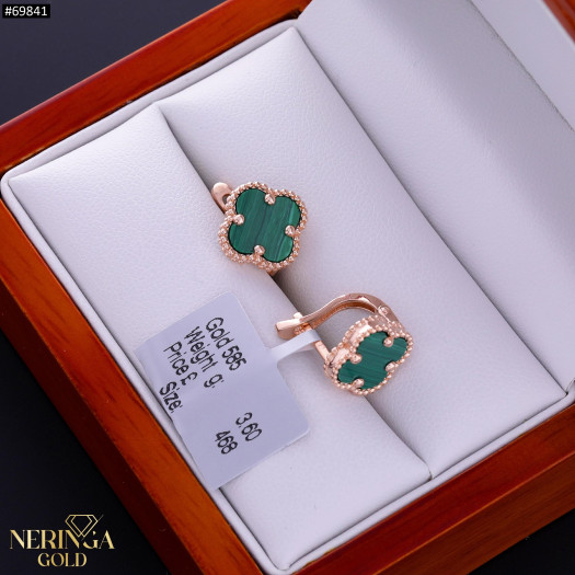 Rose gold english lock earrings #69841