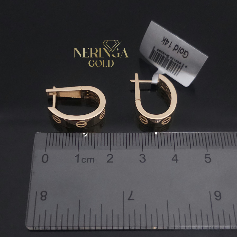 Rose gold english lock earrings #69907