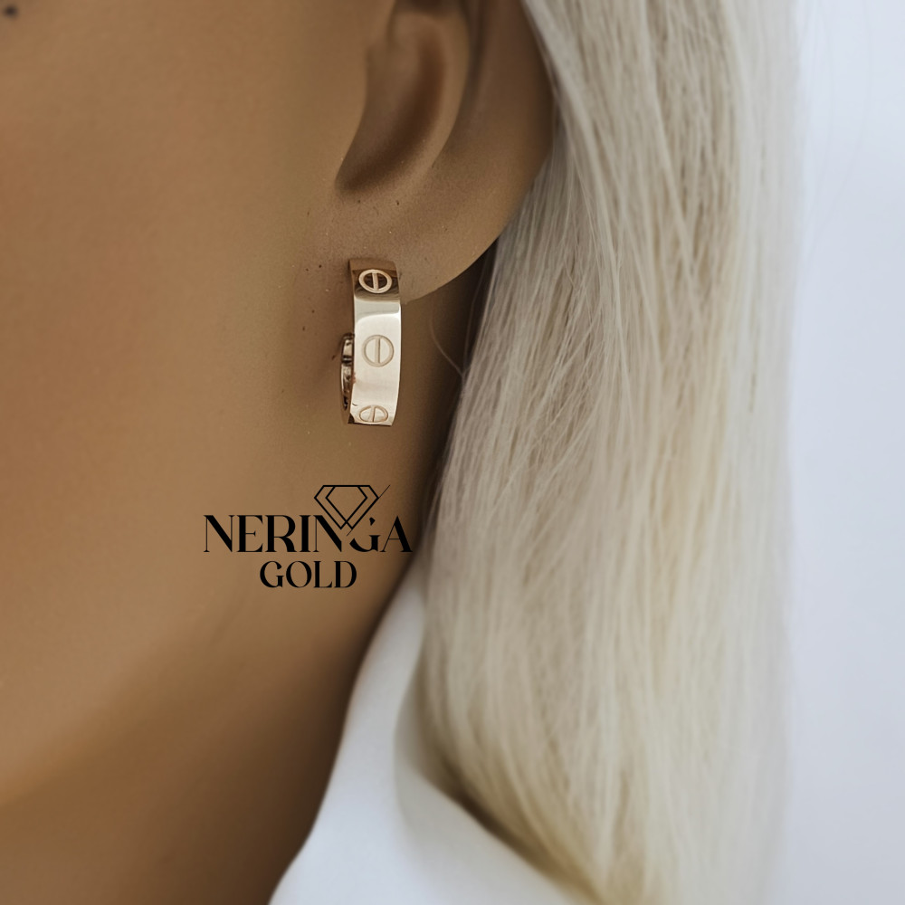 Rose gold english lock earrings #69907