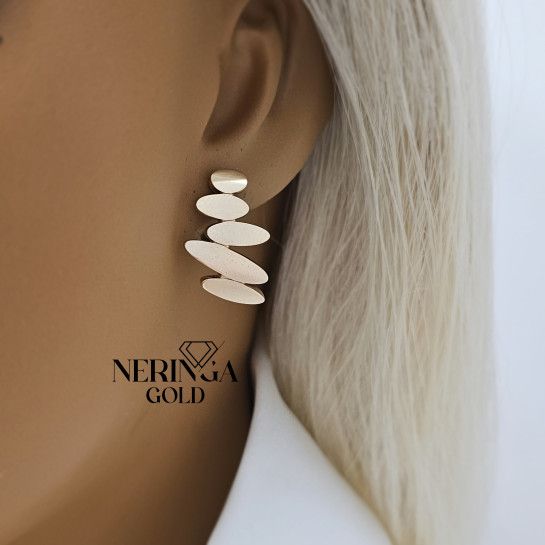 Rose gold english lock earrings #69909