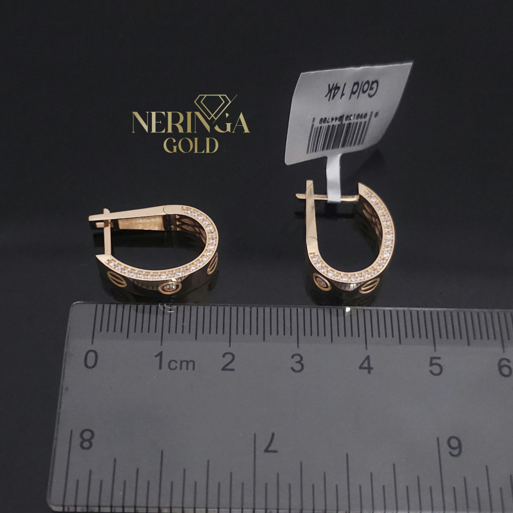 Rose gold english lock earrings #69908